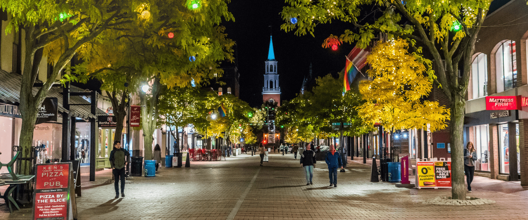 Burlington, Vermont's Church Street at night